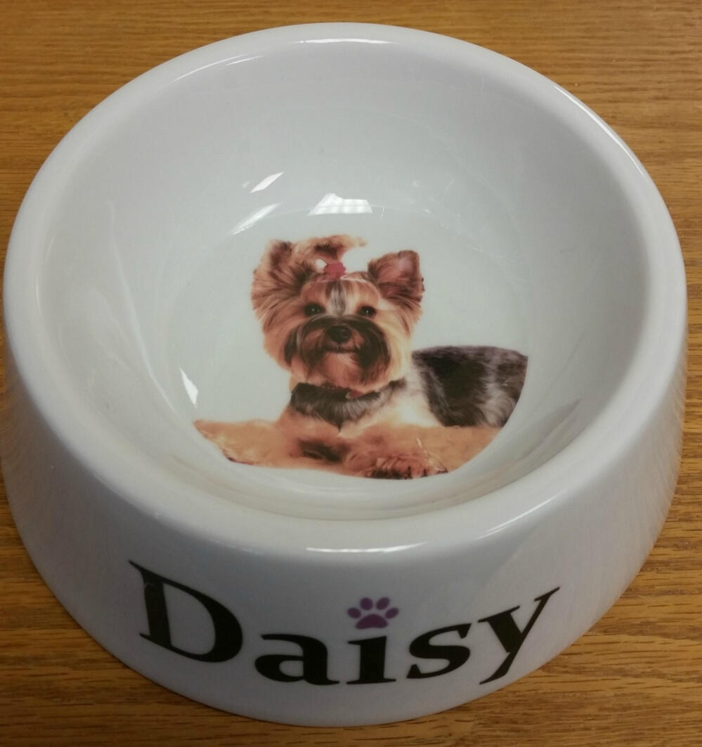 We print porcelain personalized dog and cat bowls for all shapes and sizes and of course cuteness too!